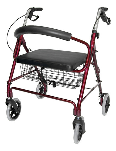 Andadera Super Confort Sc-861 Vino Plegable 4 Ruedas