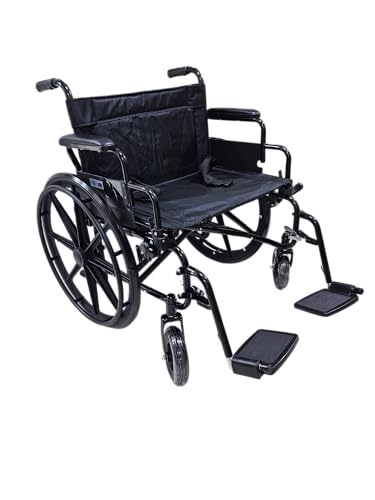 Silla de Ruedas Extra Ancha, Capacidad 160 kg, Todo Terreno, Color Negro, con Cinturón de Seguridad