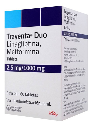 Trayenta Duo Tabletas 2,5 Mg/1000 Mg, 60 Tabletas