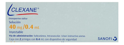 Clexane Solución Inyectable 40 Mg/0,4 Ml, 2 Jeringas Precargadas 0,4 Ml