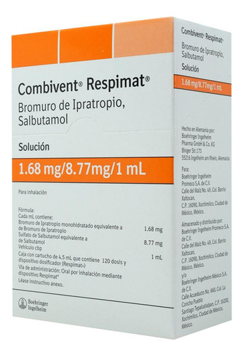 Combivent Respimat Solución, 1 Cartucho 4,5 Ml + Dosificador 120 Dosis