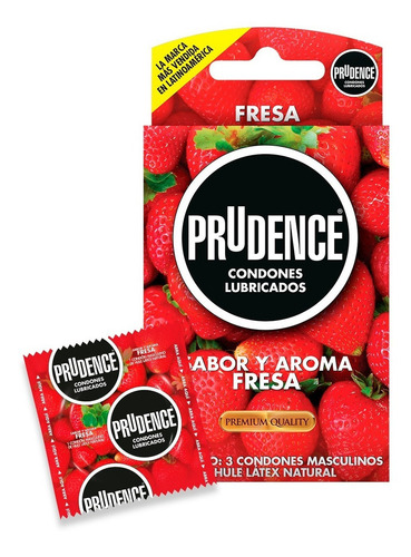 [7502214982477] Condones De Látex Prudence Sabor Y Aroma Fresa 3 Condones
