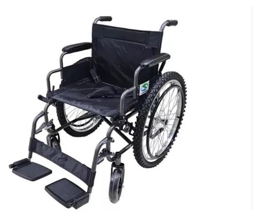 [SC-363] Silla de Ruedas Todoterreno, Extra Ancha, Capacidad 160 kg, Estructura de Acero, Color Negro