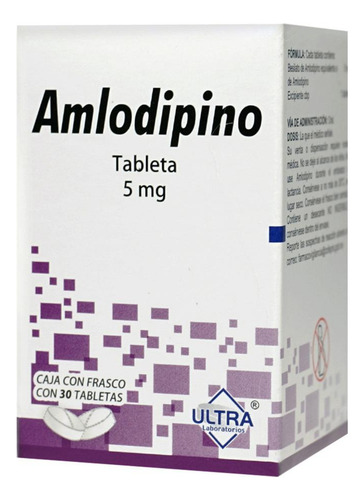 [7502216793675] Amlodipino Tabletas 5 Mg, 30 Tabletas