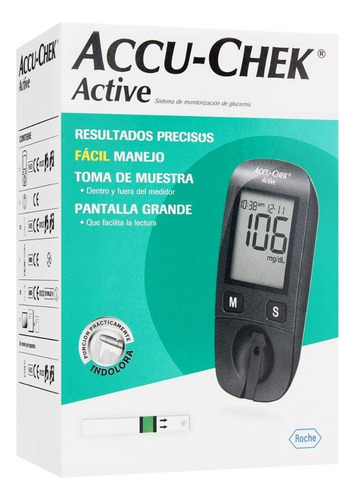 [GLUCACT] Accu Chek Glucómetro Active Con 10 Tiras Y 10 Lancetas Color