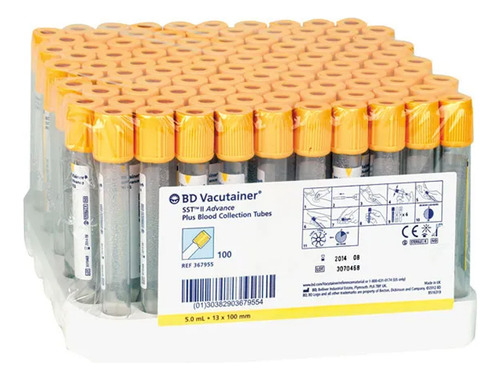[BD-ORO200] Tubo Vacutainer Bd  Amarillo / Oro 5ml   200 Piezas