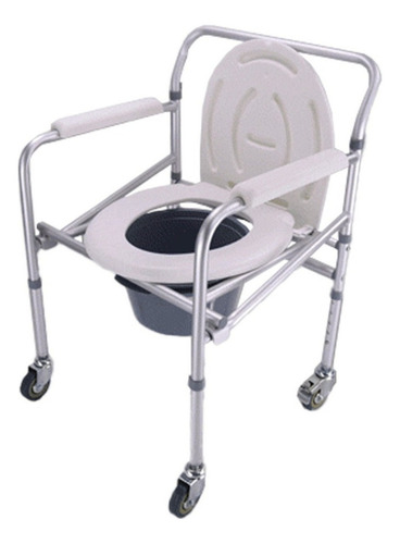 [SC-820] Silla Comodo Plegable Con 4 Ruedas De Aluminio Cromado