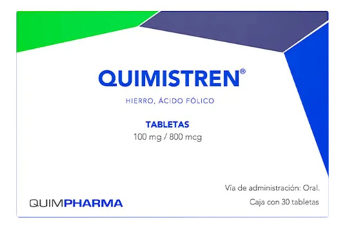 Hierro Acido Fólico 100 Mg/800 Mcg Quimistren 30 Tabletas