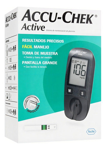 [GLUCACT] Accu Chek Glucómetro Active Con 10 Tiras Y 10 Lancetas Color Sin Color