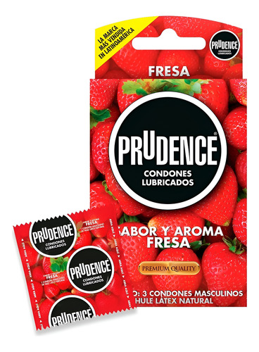 [7502214982477] Condones De Látex Prudence Sabor Y Aroma Fresa 3 Condones