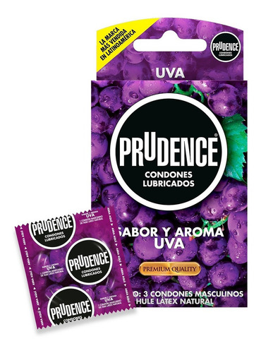 [7502214982491] Condones De Látex Prudence Sabor Y Aroma Uva 3 Condones