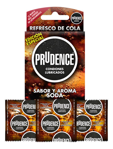 [7502214980275] 3 Condones Prudence Con Sabor Y Aroma Refresco De Cola