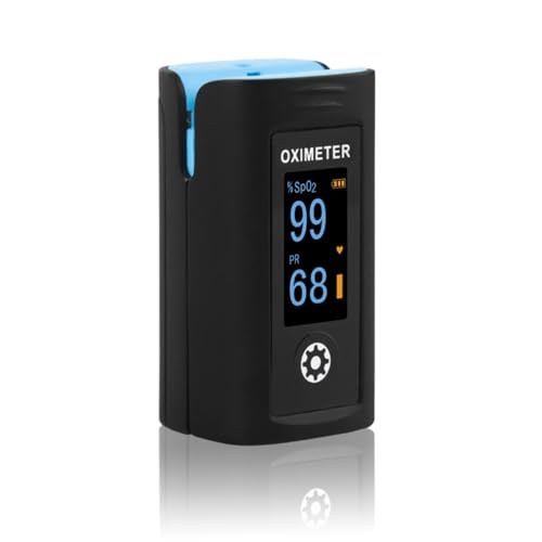 [PC-60F] CREATIVE MEDICAL Oxímetro de dedo, monitor de oxígeno con diseño a prueba de salpicaduras y resistente a caídas, preciso y sensible, pantalla OLED, medición de SpO2, PR, PI para médicos, enfermeras, estudiantes de medicina