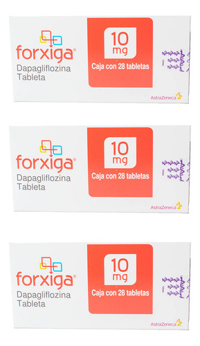 [FXG3PK] Forxiga 10mg  Dapagliflozina Con 28 Tabletas Pack 3 Piezas